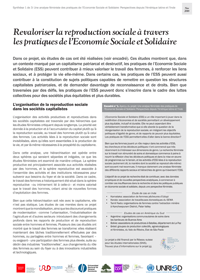 Revaloriser la reproduction sociale à travers les pratiques de l’Economie Sociale et Solidaire